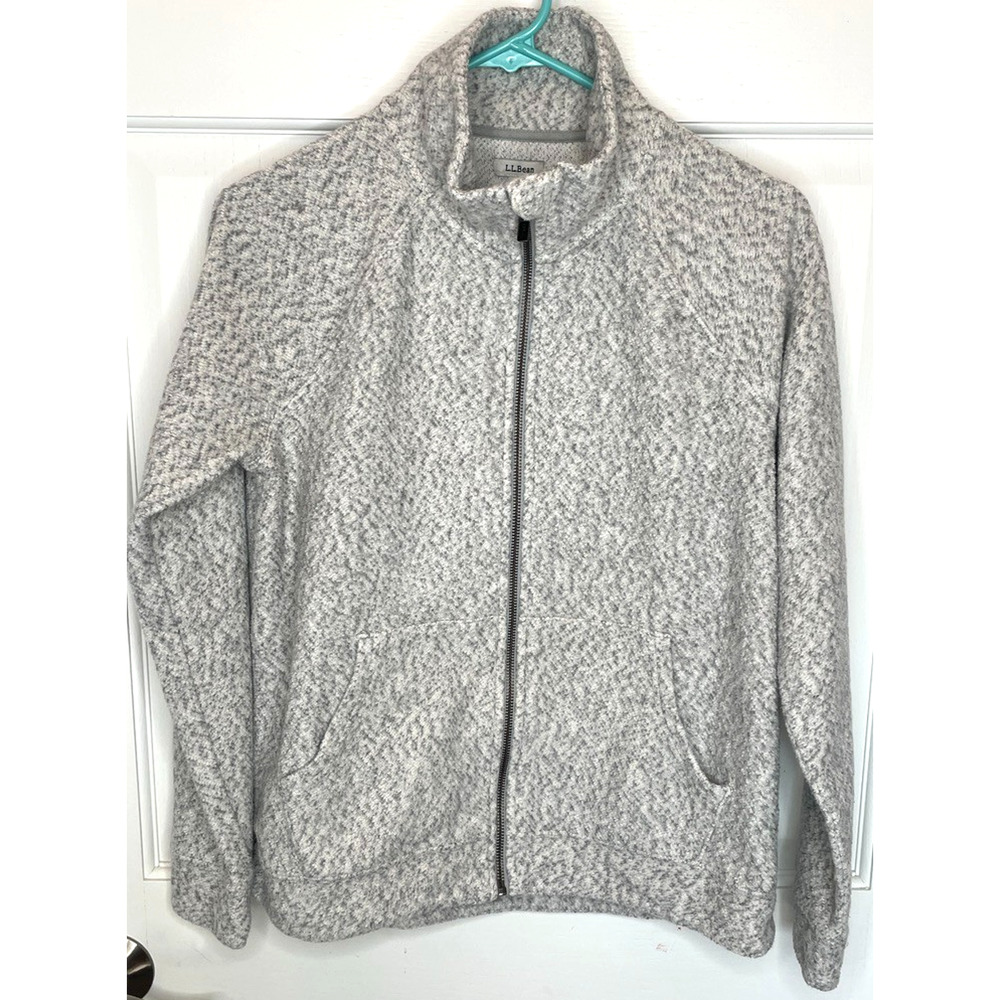 LL Bean Women's Heritage Marled Fleece Zip Cardigan Sz S Outdoor Cozy Classic
